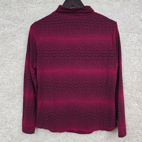 Habitat Women Top Size Medium Pink Black Striped Cowl Neck Long Sleeve Stretch‎ - Picture 7 of 11